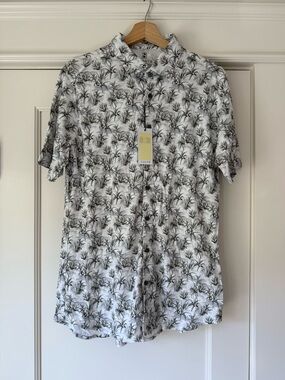 Desoto Short-Sleeve Palm Print Shirt 100% Cotton - Size L